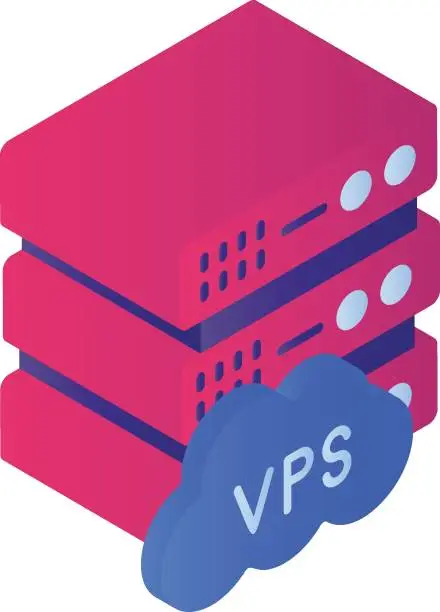 Servidor privado virtual; una nube de color morada con las siglas VPS
