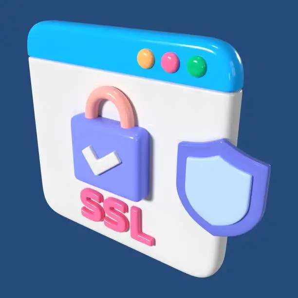 Certificado SSL; candado ssl y un escudo de seguridad.