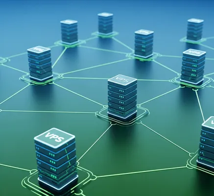 Servidores vps interconectados, los servidores tienen la palabra “vps”