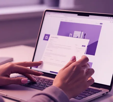 Mujer usando laptop, para editar su página, una herramienta útil sobre cómo crear una página web de forma sencilla.